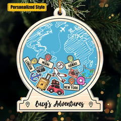 Personalized Travel Journey Home Acrylic Ornament – Custom Christmas Gift for Adventurers and Family