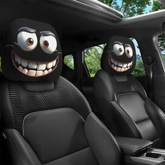 😆 Funny Cartoon Car Headrest Covers – 2PCS 2D Universal Fit 🚗