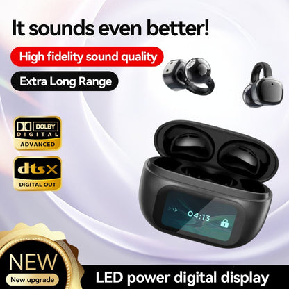 G08 Smart Clip-On Bluetooth Earbud with Large Battery & Color Display