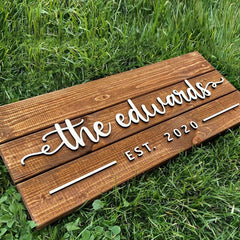 Custom Wood Sign - Personalized Family Name Sign - Wedding Gift & Home Wall Decor & Anniversary Gift