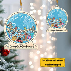 Personalized Travel Journey Home Acrylic Ornament – Custom Christmas Gift for Adventurers and Family