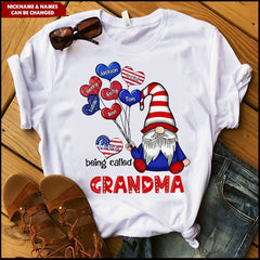 4th of July Independence Day Gnome Grandma Mom Sweet Balloon Heart Kids Personalized Shirt