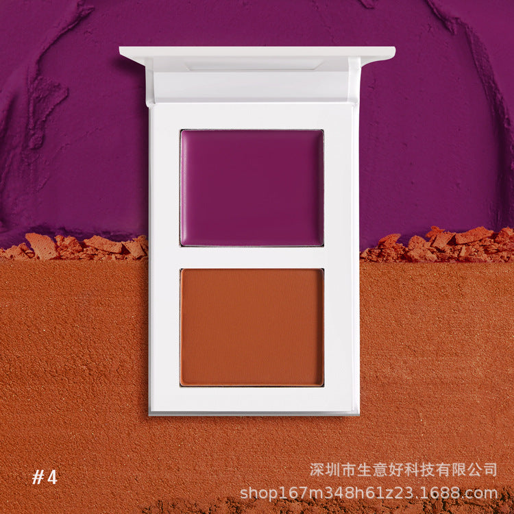 Two-Color Blush Paste And Powder All In One Matte Cream Rouge Blush Mud Cross-Border No Logo