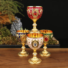 European Style High-End Metal Small Wine Cup One-Shot 30Ml White Wine Glass Creative Home Retro Glass White Wine Glass