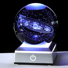 Manufacturer Direct Sales Creative Internal Carving 3D Crystal Luminous Night Light Solar System Cross-Border Spot Wholesale Christmas Gifts