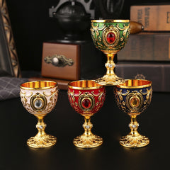 European Style High-End Metal Small Wine Cup One-Shot 30Ml White Wine Glass Creative Home Retro Glass White Wine Glass