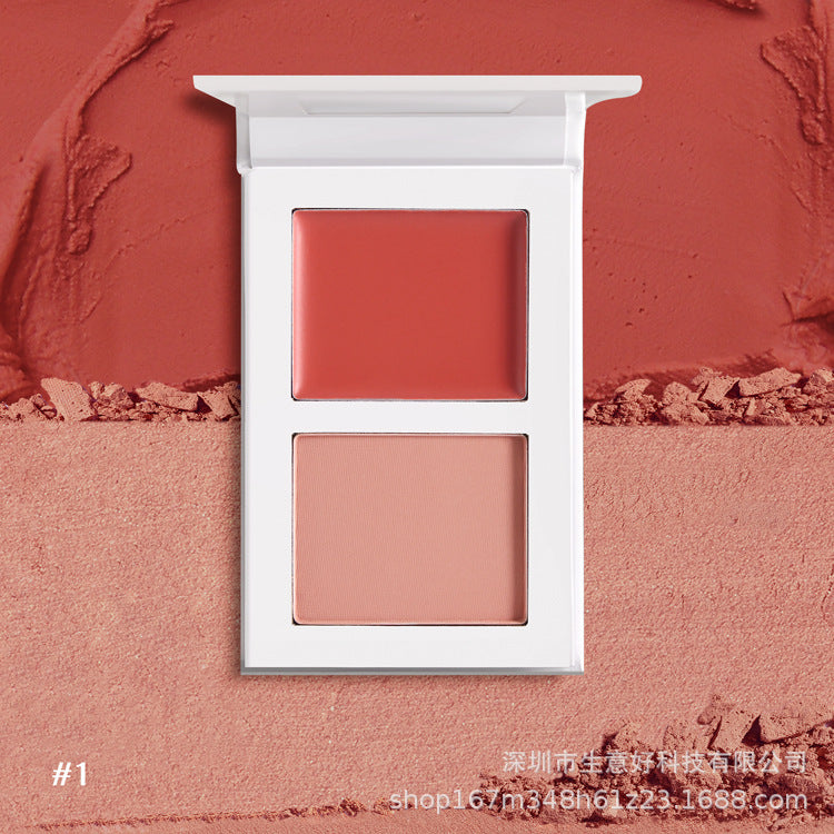 Two-Color Blush Paste And Powder All In One Matte Cream Rouge Blush Mud Cross-Border No Logo