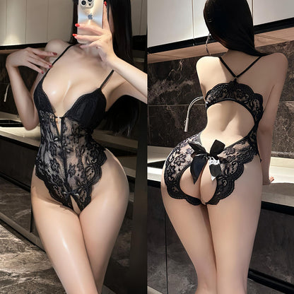 Breast-Exposed Sexy Lingerie, Patent Leather Jumpsuit, Super Sexy, Passionate Uniform, Temptation Supplies, Crotchless Suit 175