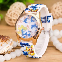 Hot-Selling Silicone Pattern Geneva Silicone Watch Printed Flower Watch Wholesale Waterproof