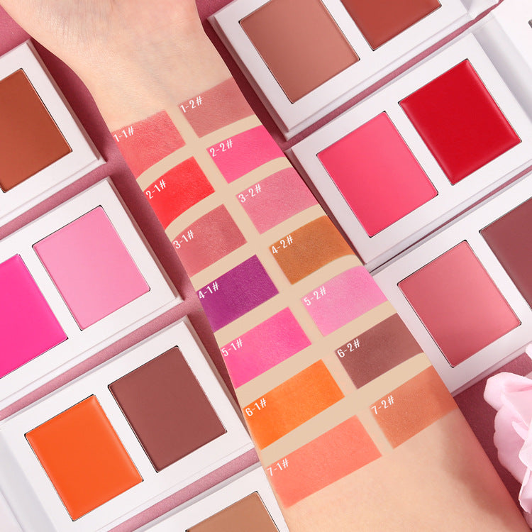 Two-Color Blush Paste And Powder All In One Matte Cream Rouge Blush Mud Cross-Border No Logo