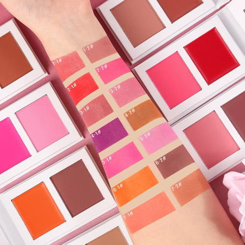 Two-Color Blush Paste And Powder All In One Matte Cream Rouge Blush Mud Cross-Border No Logo