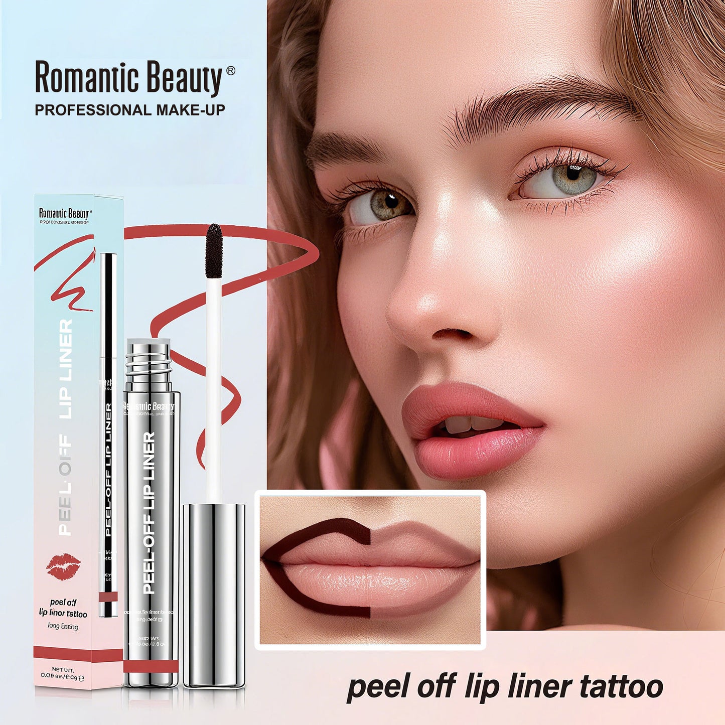 Cross-Border Peel-Off Lip Liner Matte Waterproof Lip Gloss Long-Lasting Non-Fading Moisturizing Lip Glaze Pouty Lip Lipstick Hot Style