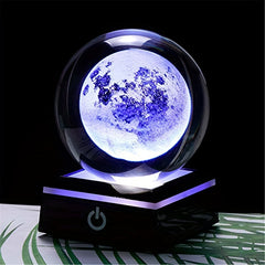 Manufacturer Direct Sales Creative Internal Carving 3D Crystal Luminous Night Light Solar System Cross-Border Spot Wholesale Christmas Gifts