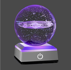 Manufacturer Direct Sales Creative Internal Carving 3D Crystal Luminous Night Light Solar System Cross-Border Spot Wholesale Christmas Gifts