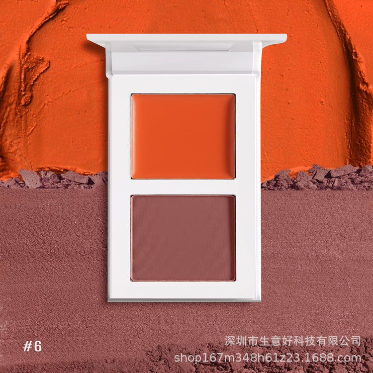 Two-Color Blush Paste And Powder All In One Matte Cream Rouge Blush Mud Cross-Border No Logo