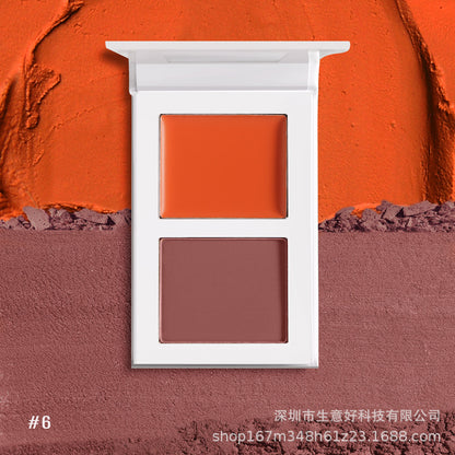 Two-Color Blush Paste And Powder All In One Matte Cream Rouge Blush Mud Cross-Border No Logo