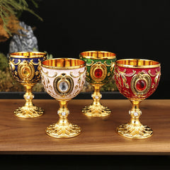 European Style High-End Metal Small Wine Cup One-Shot 30Ml White Wine Glass Creative Home Retro Glass White Wine Glass