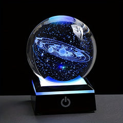 Manufacturer Direct Sales Creative Internal Carving 3D Crystal Luminous Night Light Solar System Cross-Border Spot Wholesale Christmas Gifts