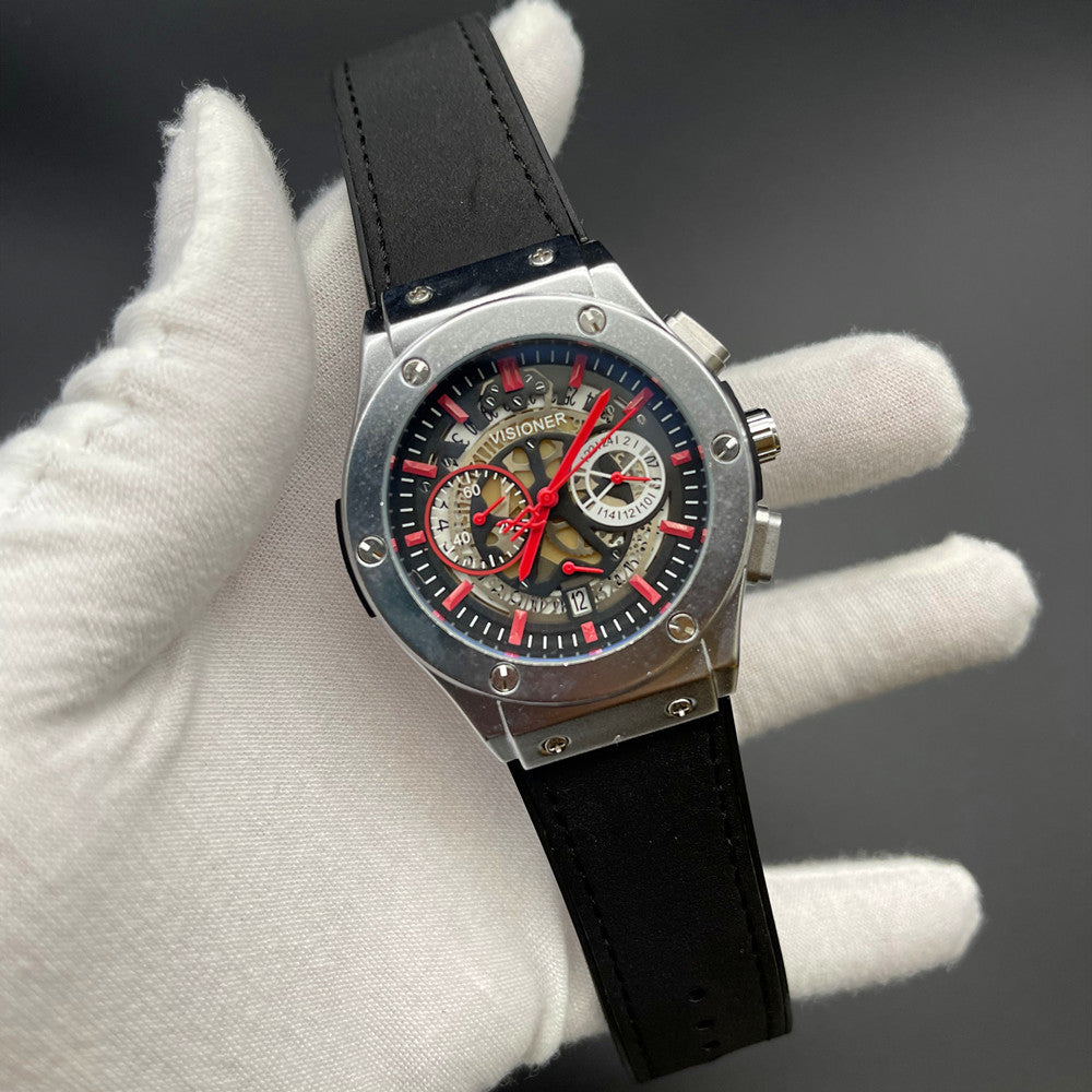 Internet Celebrity Cross-Border 6-Pin Multi-Function Watch Men'S Hollow Dial Mechanical Style Watch Waterproof One-Piece Shipping