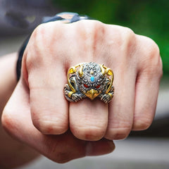 Soul-Entering Level! Amazing! Golden Winged Roc Ring Handmade Thai Silver Opening Adjustable Ring Ring