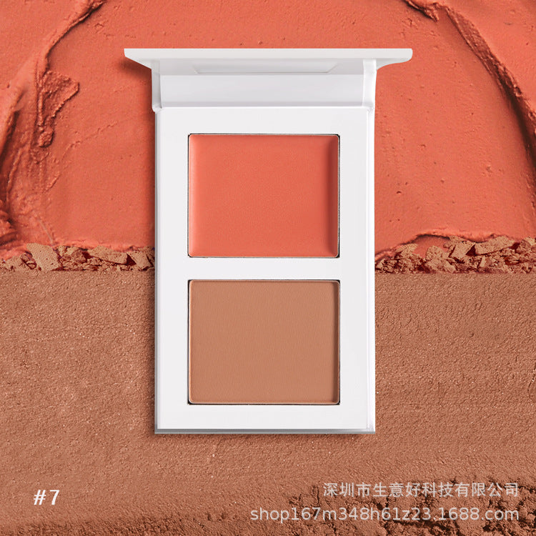 Two-Color Blush Paste And Powder All In One Matte Cream Rouge Blush Mud Cross-Border No Logo