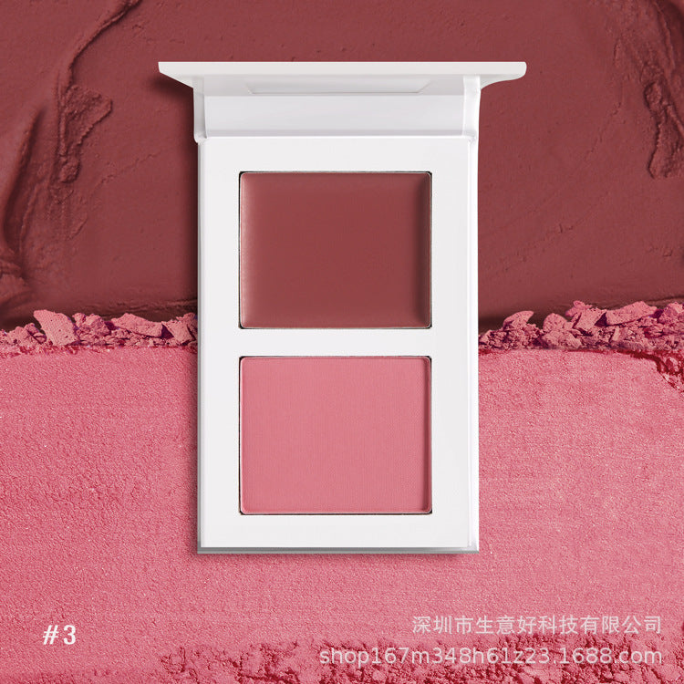 Two-Color Blush Paste And Powder All In One Matte Cream Rouge Blush Mud Cross-Border No Logo