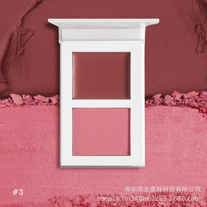 Two-Color Blush Paste And Powder All In One Matte Cream Rouge Blush Mud Cross-Border No Logo
