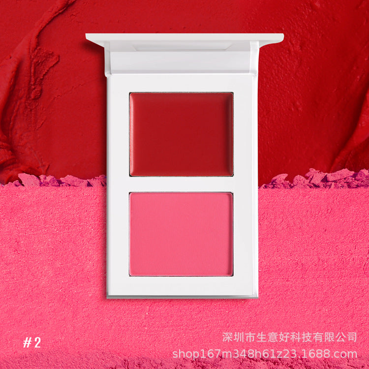 Two-Color Blush Paste And Powder All In One Matte Cream Rouge Blush Mud Cross-Border No Logo
