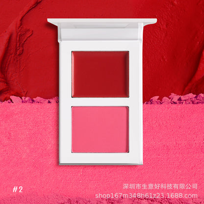 Two-Color Blush Paste And Powder All In One Matte Cream Rouge Blush Mud Cross-Border No Logo