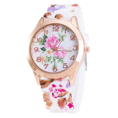 Hot-Selling Silicone Pattern Geneva Silicone Watch Printed Flower Watch Wholesale Waterproof