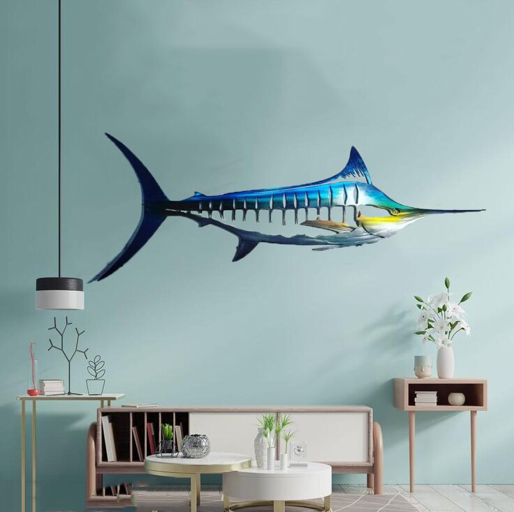 Ocean Predator Stainless Steel Wall Art – Bold Shark Decor for Modern Spaces