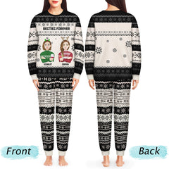 Flat Art - Christmas, Funny Gift For Family, Couple, Dad, Mom, Grandpa, Grandma - Personalized Unisex Pajamas Set