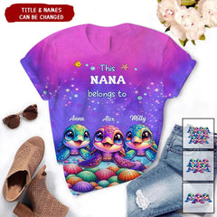 This Grandma belongs to Colorful Turtle Personalized 3D T-shirt