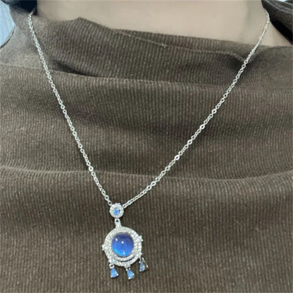 "Mermaid Tears" blue crystal zircon necklace pendant niche light luxury exquisite high-end clavicle chain