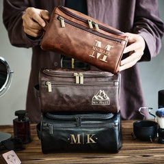 Personalized Men's Leather Toiletry Bag, Groomsmen Dopp Kit, Custom Travel Toiletry Bag, Men's Leather Accessory, Gift for Groomsmen