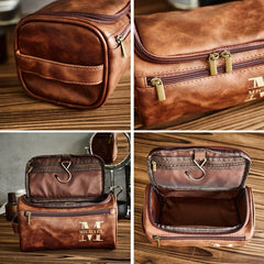 Personalized Men's Leather Toiletry Bag, Groomsmen Dopp Kit, Custom Travel Toiletry Bag, Men's Leather Accessory, Gift for Groomsmen