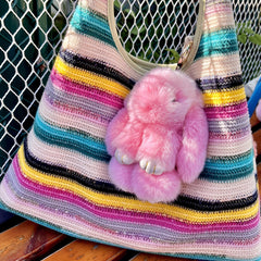 Handmade Bunny Pompom Keychain - Customizable name - The cutest Christmas gift ever