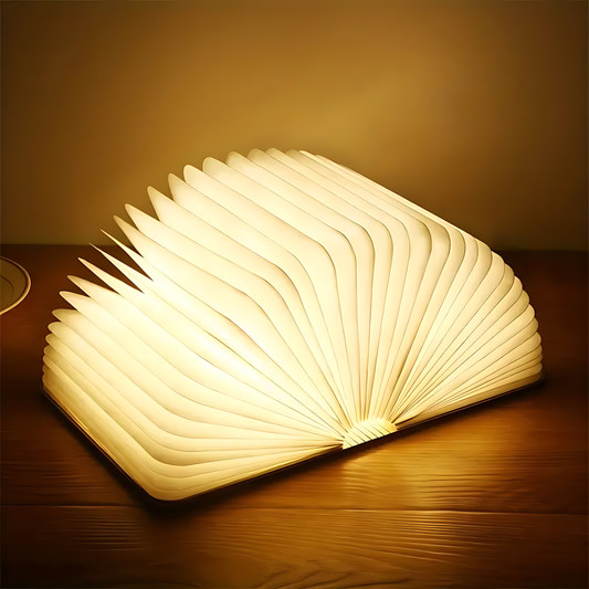 Personalized Engraved Flip Book Night Light – Customizable LED Wooden 3-Color Eye-Care Book Lamp