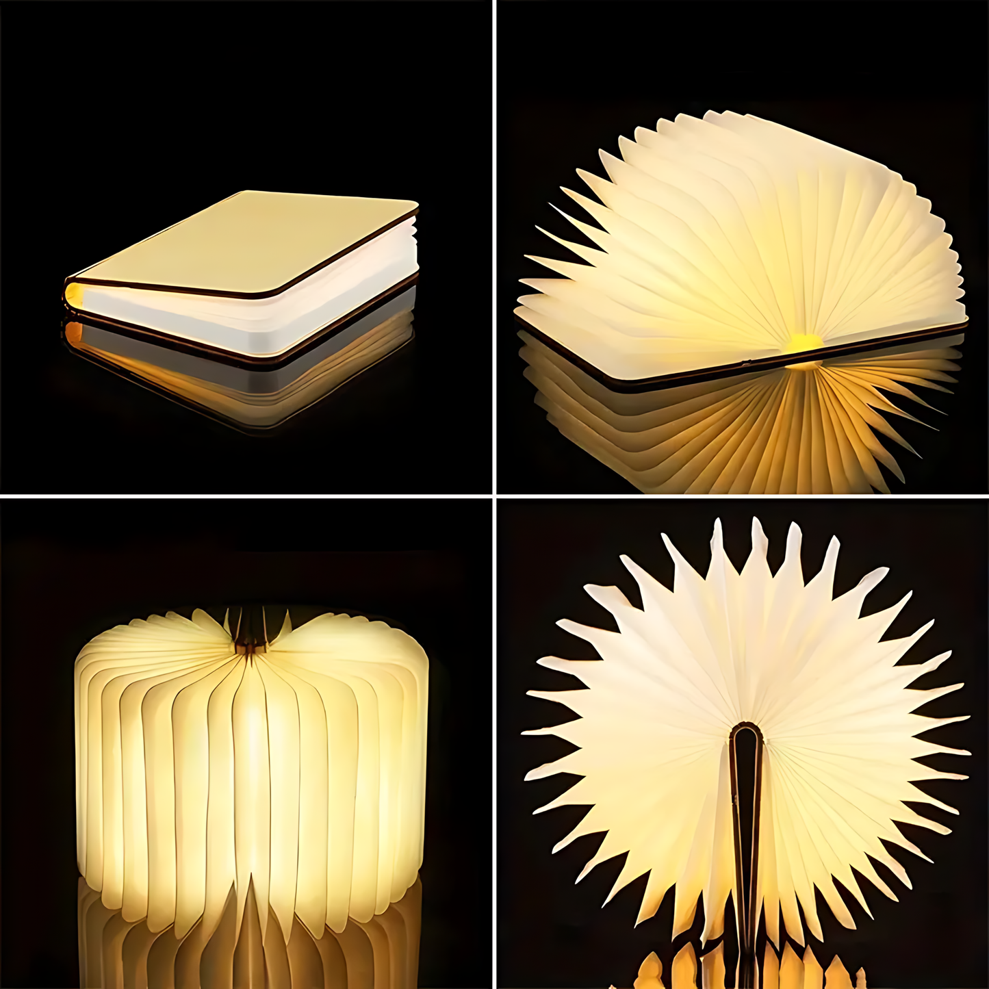 Personalized Engraved Flip Book Night Light – Customizable LED Wooden 3-Color Eye-Care Book Lamp