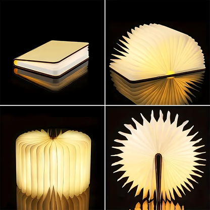 Personalized Engraved Flip Book Night Light – Customizable LED Wooden 3-Color Eye-Care Book Lamp