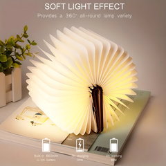 Personalized Engraved Flip Book Night Light – Customizable LED Wooden 3-Color Eye-Care Book Lamp