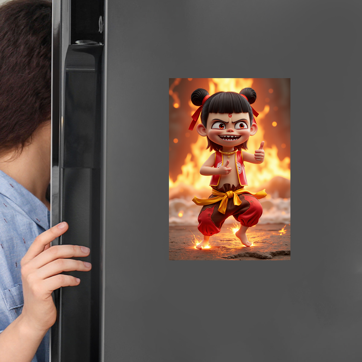 Young Nezha Sticker – Playful & Fearless Chinese Mythology Decal-3