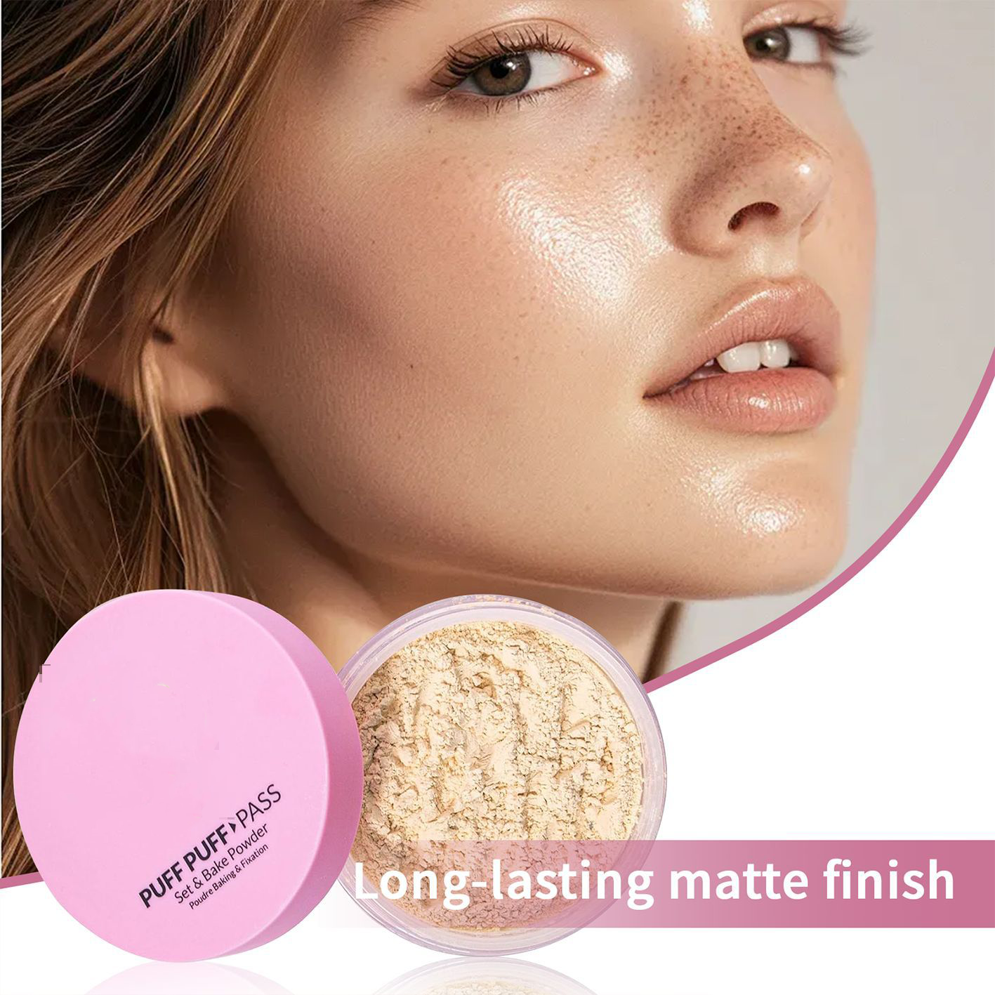 Cross-Border Girl Matte Oil-Control Setting Powder