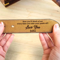 Personalisierte Geschenke für Ihn, Herrengürtel mit geheimer Botschaft „Ich liebe dich“.