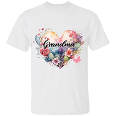 Gift For Grandma Watercolor Heart Floral Shirt