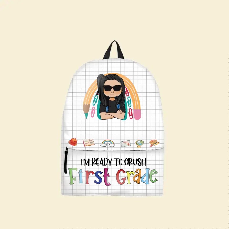 Ready To Crush School – personalisierter Rucksack – Geschenk zum Schulanfang für Kinder, Sohn, Tochter, Schulkinder, lustiges Geschenk