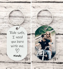 Ride Safe Schlüsselanhänger, I Need You Here With Me, Drive Safe Biker Geschenk, Geschenk für Papa oder Ehemann, Ride Safe I Love You, Motorcycle Be Safe Daddy