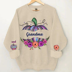 Oma Kürbis Blumen Personalisiertes Sweatshirt Herbst Geschenk für Oma