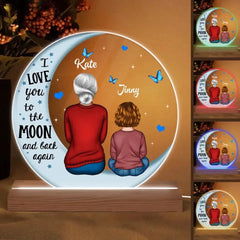 Personalisierter 3D-LED-Licht-Holzsockel – Geschenk für Oma – „I Love You To The Moon And Back“.